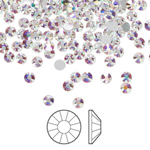 Flat back 1440pk crystal AB foil back, Preciosa Viva 12&reg; Czech crystal rhinestone 3-3.2mm chaton rose round SS12