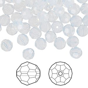 Bead 144pk white opal, Crystal Passions&reg; 6mm round 5000