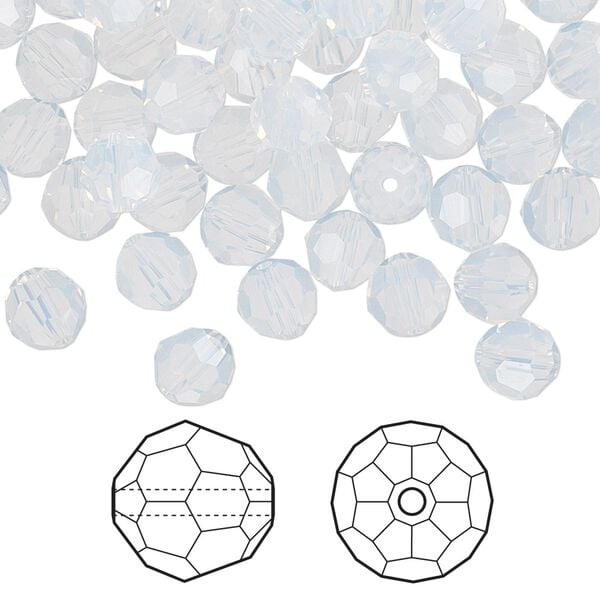 Bead 144pk white opal, Crystal Passions&reg; 6mm round 5000 image number 0