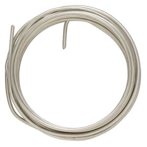 Wire, Zebra Wire&trade;, copper, matte silver color, round, 12 gauge. Sold per 3-yard spool.
