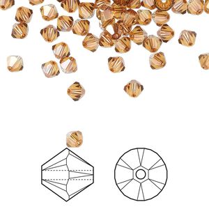 Bead 144pk crystal copper, Crystal Passions&reg; 4mm bicone 5328