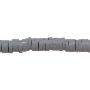 Bead, polymer clay, opaque charcoal, 6x1.5mm heishi. Sold per pkg of (2) 15-1/2" to 16" strands.