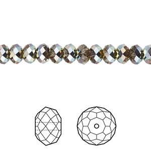 Bead 12pk light Colorado topaz golden Sahara, Crystal Passions&reg; 6x4mm rondelle 5040