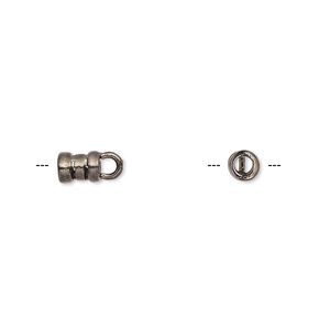 Crimp end 1pkg2 gunmetal-plated, 6.5x4mm tube / loop / 2.5mm inside diameter, brass