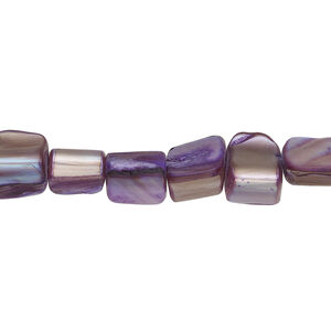 Mother-of-pearl shell 1pkg1, triangle tube bead 15 inch dark blue / lavender 8x7mm-12x9mm