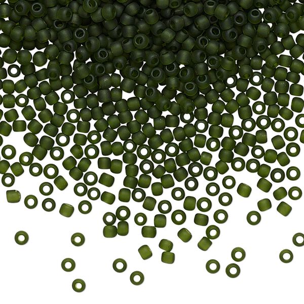 Seed bead, TOHO BEADS&reg;, glass, pkg/250g, #11 round, translucent frosted olivine (TR-11-940F). image number 0
