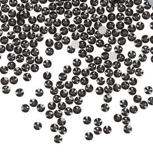 Flat back, Dance With Me&trade; crystal rhinestone, jet, foil back, 2.3-2.5mm rose, SS8. Sold per pkg of 144 (1 gross).