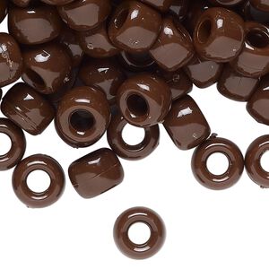 Bead, acrylic, bronze, 9mm pony. Sold per pkg of 100.