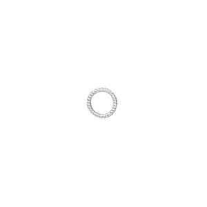 Jump ring 1pkg4 sterling silver, 7mm soldered closed twisted round, 20 gauge / 5.3mm inside diameter