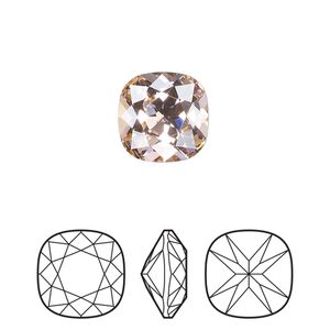 Fancy stone 1pk vintage rose foil back, Preciosa MAXIMA Czech crystal rhinestone 12mm cushion square