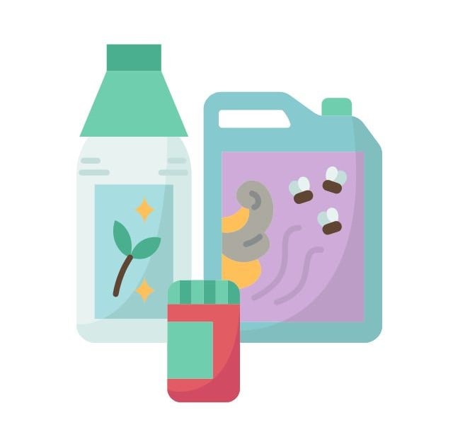 An illustration of assorted chemicals